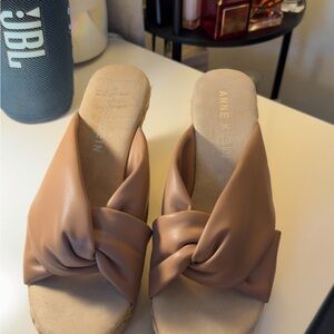 Anne Klein Cognac Knot Slide Mules